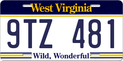 WV license plate 9TZ481