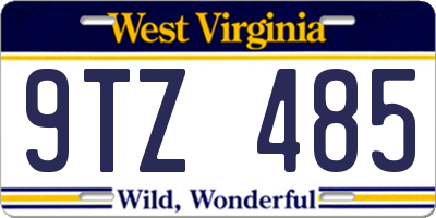 WV license plate 9TZ485