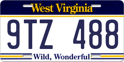 WV license plate 9TZ488