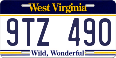 WV license plate 9TZ490