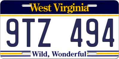 WV license plate 9TZ494