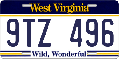 WV license plate 9TZ496