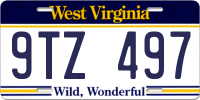 WV license plate 9TZ497