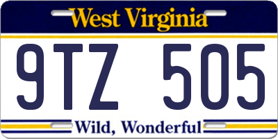 WV license plate 9TZ505