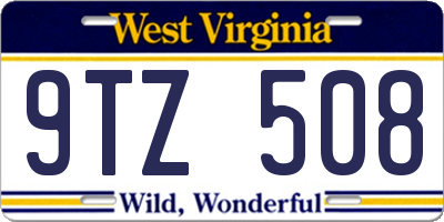 WV license plate 9TZ508