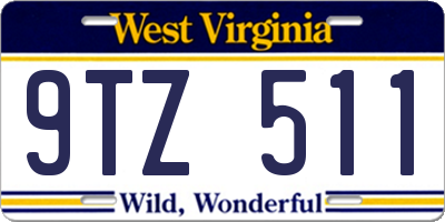 WV license plate 9TZ511