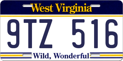 WV license plate 9TZ516