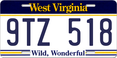 WV license plate 9TZ518