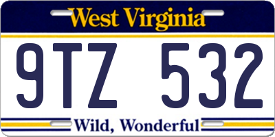 WV license plate 9TZ532