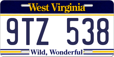 WV license plate 9TZ538