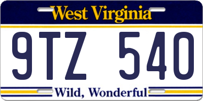 WV license plate 9TZ540