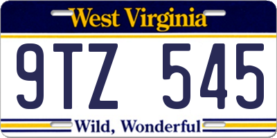 WV license plate 9TZ545