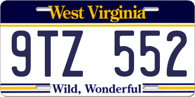 WV license plate 9TZ552