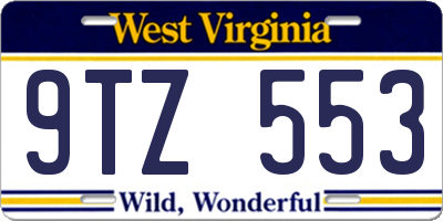 WV license plate 9TZ553