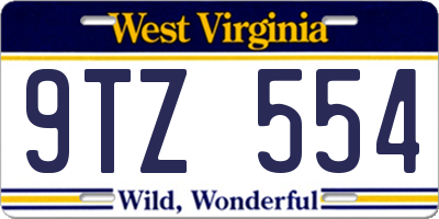 WV license plate 9TZ554