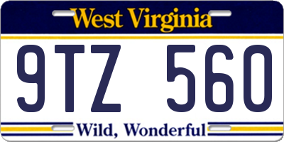 WV license plate 9TZ560