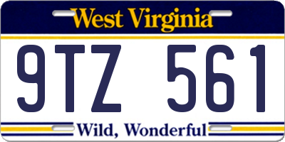 WV license plate 9TZ561