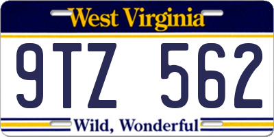 WV license plate 9TZ562