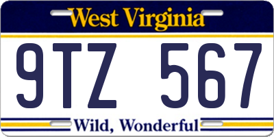 WV license plate 9TZ567