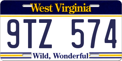 WV license plate 9TZ574