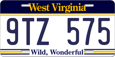 WV license plate 9TZ575