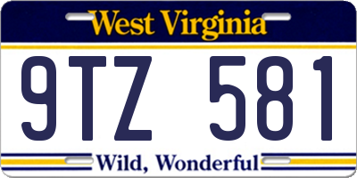 WV license plate 9TZ581