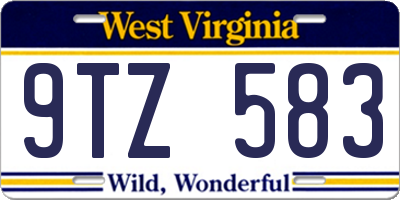 WV license plate 9TZ583