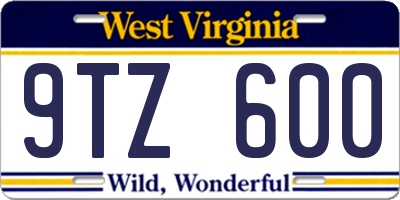 WV license plate 9TZ600