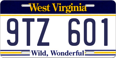 WV license plate 9TZ601