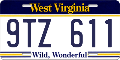 WV license plate 9TZ611