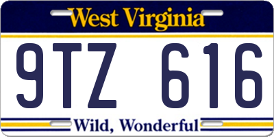 WV license plate 9TZ616