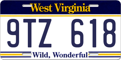 WV license plate 9TZ618