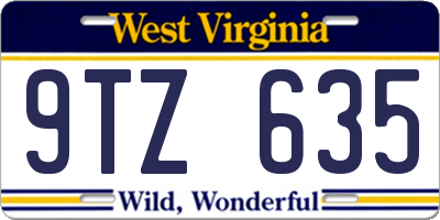 WV license plate 9TZ635