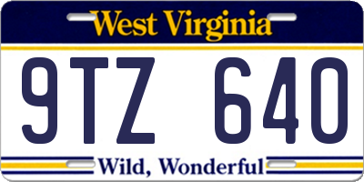 WV license plate 9TZ640