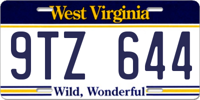WV license plate 9TZ644
