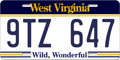 WV license plate 9TZ647