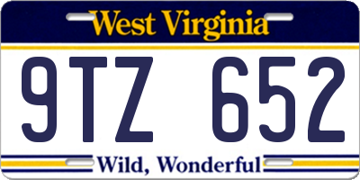 WV license plate 9TZ652