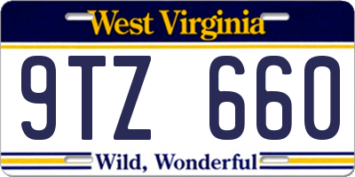 WV license plate 9TZ660