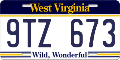 WV license plate 9TZ673