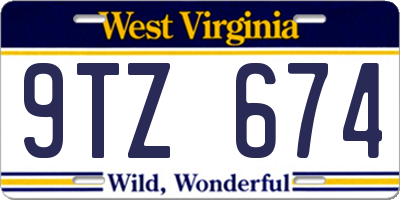 WV license plate 9TZ674