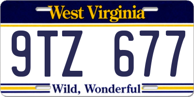WV license plate 9TZ677
