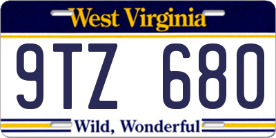 WV license plate 9TZ680