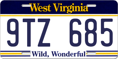 WV license plate 9TZ685