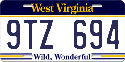 WV license plate 9TZ694