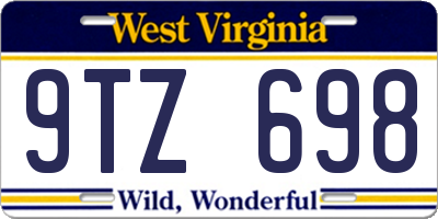 WV license plate 9TZ698