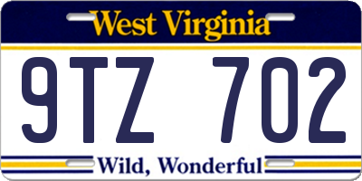 WV license plate 9TZ702
