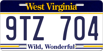 WV license plate 9TZ704