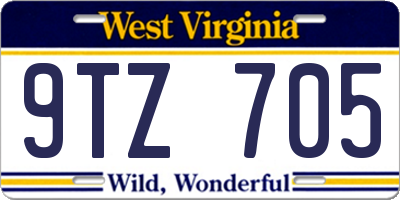 WV license plate 9TZ705