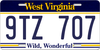 WV license plate 9TZ707