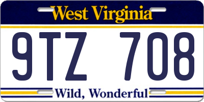 WV license plate 9TZ708
